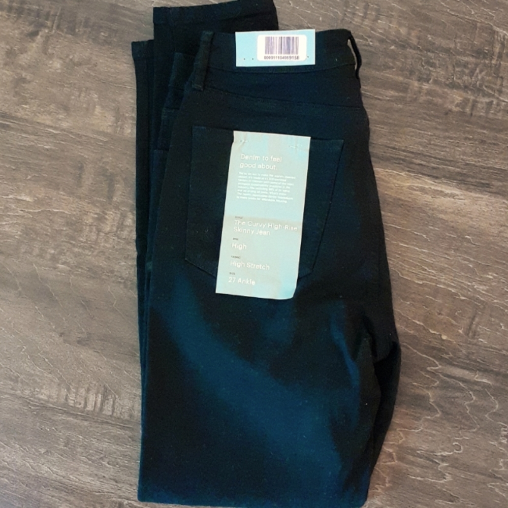Everlane the curvy high-rise skinny jeans black size 27 ankle